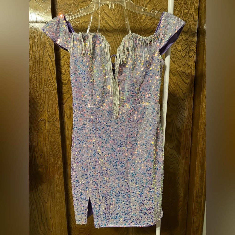 Double Crazy Size Medium Lavender/Silver Sequin O… - image 1